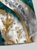 Plus Size Metallic Leaf Diamond Print Hawaii Beach Shorts For Men -  