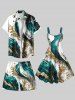 Plus Size Metallic Leaf Diamond Print Hawaii Beach Shorts For Men -  