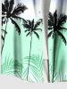 Plus Size Coconut Tree Ombre Colorblock Print Buttons Pocket Hawaii Shirt For Men -  