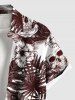Plus Size Skulls Tropical Leaf Hibiscus Flowers Print Buttons Pocket Hawaii Shirt For Men -  