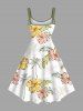 Robe débardeur hawaïenne grande taille à imprimé tropical, motif fleur d'hibiscus, feuille de cocotier - Blanc L