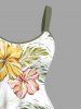 Robe débardeur hawaïenne grande taille à imprimé tropical, motif fleur d'hibiscus, feuille de cocotier - Blanc L