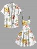 Plus Size Hibiscus Flower Leaf Coconut Tree Tropical Print Hawaii Tank Dress -  