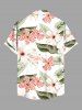 Chemise hawaïenne grande taille à imprimé tropical, fleurs d'hibiscus et feuilles, avec poches et boutons, pour homme - Blanc S