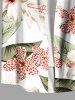 Chemise hawaïenne grande taille à imprimé tropical, fleurs d'hibiscus et feuilles, avec poches et boutons, pour homme - Blanc S