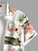 Chemise hawaïenne grande taille à imprimé tropical, fleurs d'hibiscus et feuilles, avec poches et boutons, pour homme - Blanc S