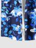 Plus Size Flowers Leaf Tropical Print Buttons Pocket Hawaii Shirt For Men -  