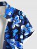 Chemise hawaïenne grande taille à imprimé tropical, fleurs et feuilles, avec poches et boutons, pour homme - Bleu 4XL