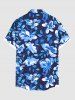 Plus Size Flowers Leaf Tropical Print Buttons Pocket Hawaii Shirt For Men -  