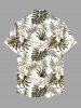 Plus Size Tropical Leaf Hibiscus Flower Print Buttons Pocket Hawaii Shirt For Men -  