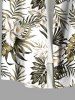Plus Size Tropical Leaf Hibiscus Flower Print Buttons Pocket Hawaii Shirt For Men -  