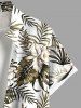 Plus Size Tropical Leaf Hibiscus Flower Print Buttons Pocket Hawaii Shirt For Men -  