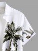 Chemise hawaïenne grande taille à imprimé cocotier, flamant rose, hibiscus et fleurs, boutons et poches pour homme - Blanc 4XL