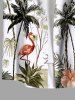 Chemise hawaïenne grande taille à imprimé cocotier, flamant rose, hibiscus et fleurs, boutons et poches pour homme - Blanc 4XL