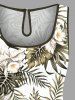 Plus Size Tropical Leaf Hibiscus Flower Print Cinched Hawaii Romper -  