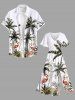 Robe mi-longue hawaïenne fendue grande taille à imprimé cocotier, flamant rose et fleurs d'hibiscus - Blanc 3X