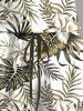 Plus Size Tropical Leaf Hibiscus Flower Print Cinched Hawaii Romper -  
