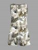 Plus Size Tropical Leaf Hibiscus Flower Print Cinched Hawaii Romper -  