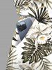 Plus Size Tropical Leaf Hibiscus Flower Print Cinched Hawaii Romper - Vert 6X