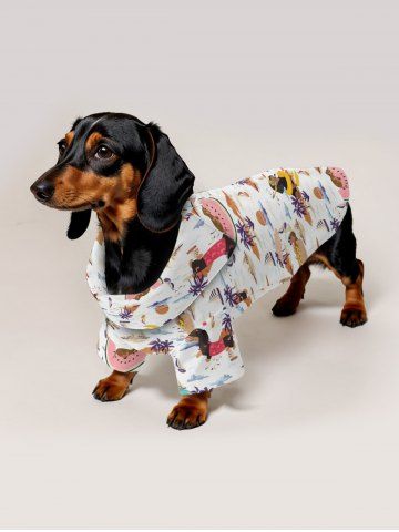 Pet's Dog Coconut Tree Watermelon Print Hawaii Shirt - WHITE - S
