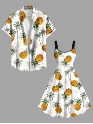 Coconut Tree Pineapple Print Plus Size Matching Hawaii Beach Outfit For Couples -  
