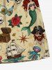 Tenue de plage hawaïenne assortie grande taille pour couple, motif tête de mort, pirate, rose, fleur, bateau, gouvernail, sirène, croisière - café lumière 