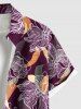 Tenue de plage hawaïenne assortie grande taille à imprimé fleurs et feuilles pour couples - Pourpre  