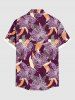 Tenue de plage hawaïenne assortie grande taille à imprimé fleurs et feuilles pour couples - Pourpre  