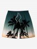 Tenue de plage hawaïenne assortie grande taille à imprimé galaxie ombré cocotier pour couples - Vert 