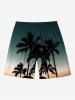 Tenue de plage hawaïenne assortie grande taille à imprimé galaxie ombré cocotier pour couples - Vert 