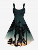 Tenue de plage hawaïenne assortie grande taille à imprimé galaxie ombré cocotier pour couples - Vert 