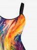Rainbow Sea Waves Oil Painting Print Plus Size Matching Hawaii Beach Outfit For Couples -  