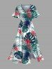 Tropical Leaf Flowers Print Plus Size Matching Hawaii Beach Outfit For Couples -  