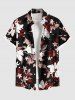 Tenue de plage hawaïenne assortie grande taille à imprimé fleurs, feuilles et étoiles pour couples - Noir 