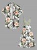 Tenue de plage hawaïenne assortie grande taille à imprimé feuilles tropicales et fleurs d'hibiscus pour couples - Blanc 