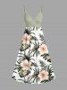 Tenue de plage hawaïenne assortie grande taille à imprimé feuilles tropicales et fleurs d'hibiscus pour couples - Blanc 