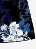 Plus Size Ombre Hibiscus Flower Leaf Branch Print Hawaii Drawstring Beach Shorts For Men -  