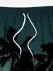 Plus Size Coconut Tree Ombre Galaxy Print Hawaii Drawstring Pocket Beach Shorts For Men -  