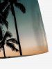 Plus Size Coconut Tree Ombre Galaxy Print Hawaii Drawstring Pocket Beach Shorts For Men -  