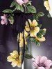 Plus Size Flower Leaf Branch Print Hawaii Ombre Drawstring Pocket Romper -  