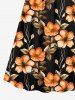 Robe camisole trapèze hawaïenne à imprimé fleurs d'hibiscus, feuilles et branches, grande taille - Noir 3X