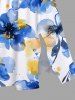 Plus Size Ombre Watercolor Flower Print Hawaii Split Pocket A Line Midi Dress -  