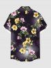 Chemise hawaïenne grande taille à imprimé floral, feuilles et branches, avec poches boutonnées et ombrées, pour homme - Noir 5XL