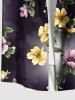 Chemise hawaïenne grande taille à imprimé floral, feuilles et branches, avec poches boutonnées et ombrées, pour homme - Noir 5XL