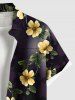 Chemise hawaïenne grande taille à imprimé floral, feuilles et branches, avec poches boutonnées et ombrées, pour homme - Noir 5XL