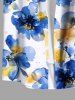 Chemise hawaïenne grande taille à imprimé floral aquarelle ombré et poches boutonnées pour homme - Bleu 2XL