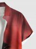 Chemise hawaïenne grande taille à imprimé cocotiers et crépuscule ombré pour homme - Rouge 3XL