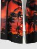 Plus Size Coconut Tree Ombre Dusk Print Hawaii Button Pocket Shirt For Men -  