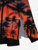 Plus Size Coconut Tree Ombre Dusk Print Hawaii Split Pocket A Line Midi Dress -  