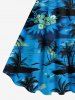 Plus Size Coconut Tree Hibiscus Flower Seascape Print Hawaii A Line Tank Dress -  